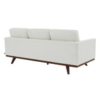 Chester Leather 3-Seater Sofa with Birch Wood Base Modern Living Room Couch with Removable Cushions - 83