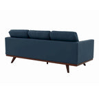 Chester Leather 3-Seater Sofa with Birch Wood Base Modern Living Room Couch with Removable Cushions - 83