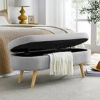 Ottoman Oval Storage Bench,Rubber Wood Legs