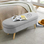 Ottoman Oval Storage Bench,Rubber Wood Legs