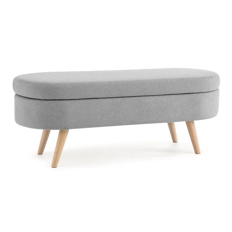 Ottoman Oval Storage Bench,Rubber Wood Legs