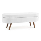 Ottoman Oval Storage Bench,Rubber Wood Legs