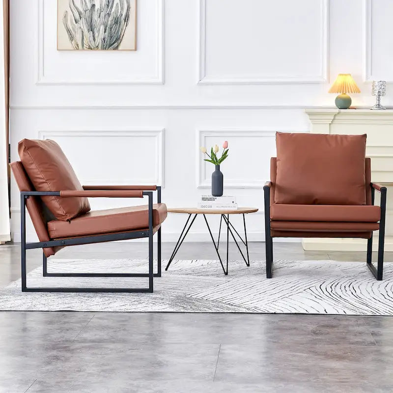 Ouyessir Set of 2 Modern Velvet Accent Chair Linen Sling ArmChair