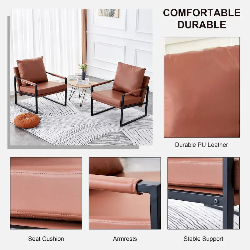 Ouyessir Set of 2 Modern Velvet Accent Chair Linen Sling ArmChair