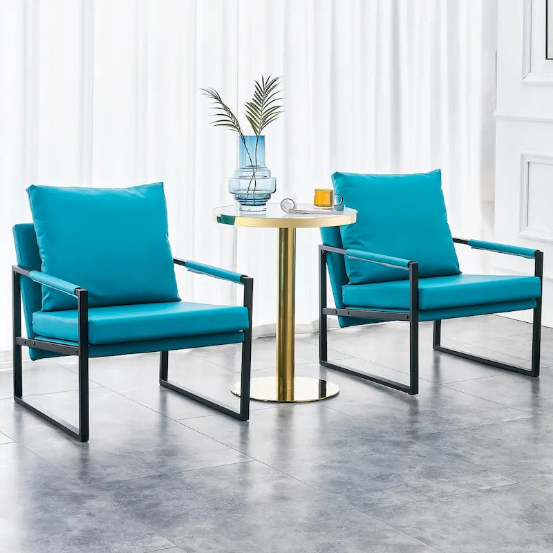 Ouyessir Set of 2 Modern Velvet Accent Chair Linen Sling ArmChair