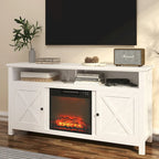 Clihome 58 Wood Fireplace TV Stand with 18 Electric Fireplace