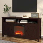 Clihome 58 Wood Fireplace TV Stand with 18 Electric Fireplace