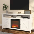 Clihome 58 Wood Fireplace TV Stand with 18 Electric Fireplace