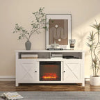 Clihome 58 Wood Fireplace TV Stand with 18 Electric Fireplace