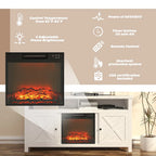 Clihome 58 Wood Fireplace TV Stand with 18 Electric Fireplace