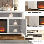 Clihome 58 Wood Fireplace TV Stand with 18 Electric Fireplace