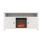 Clihome 58 Wood Fireplace TV Stand with 18 Electric Fireplace