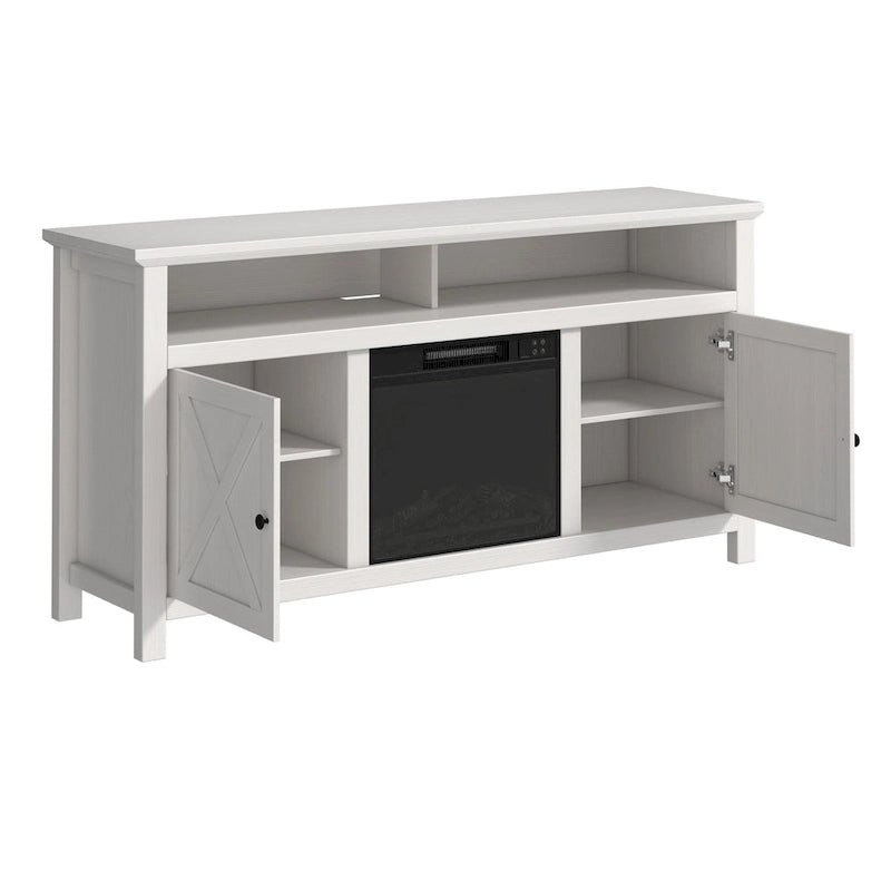 Clihome 58 Wood Fireplace TV Stand with 18 Electric Fireplace