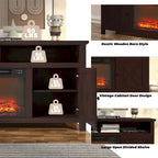 Clihome 58 Wood Fireplace TV Stand with 18 Electric Fireplace