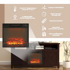 Clihome 58 Wood Fireplace TV Stand with 18 Electric Fireplace