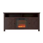 Clihome 58 Wood Fireplace TV Stand with 18 Electric Fireplace