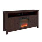Clihome 58 Wood Fireplace TV Stand with 18 Electric Fireplace