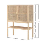Woven Rattan and Wood Cabinet with 2 Doors