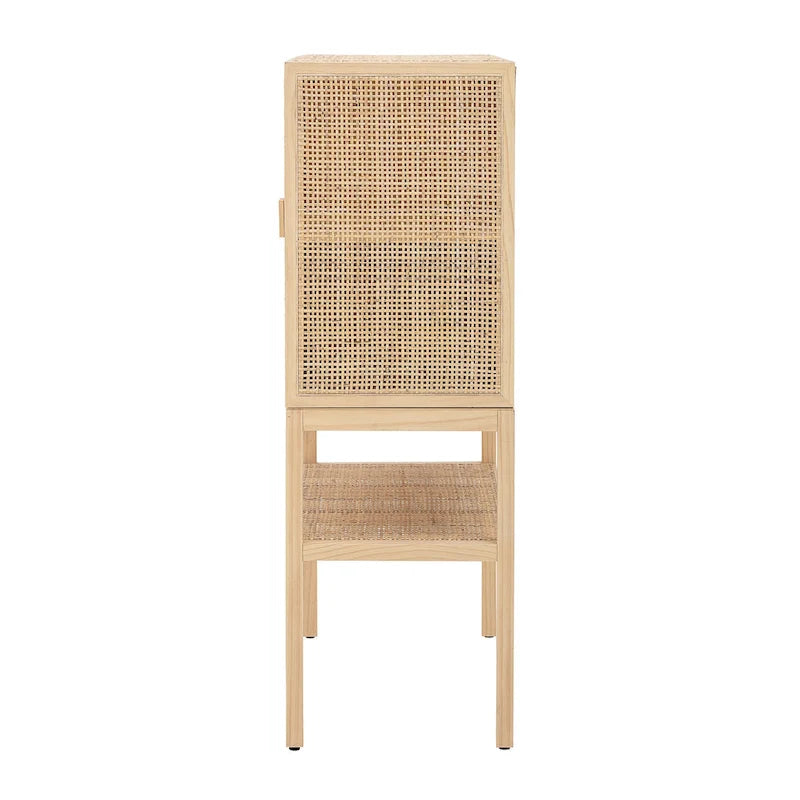 Woven Rattan and Wood Cabinet with 2 Doors