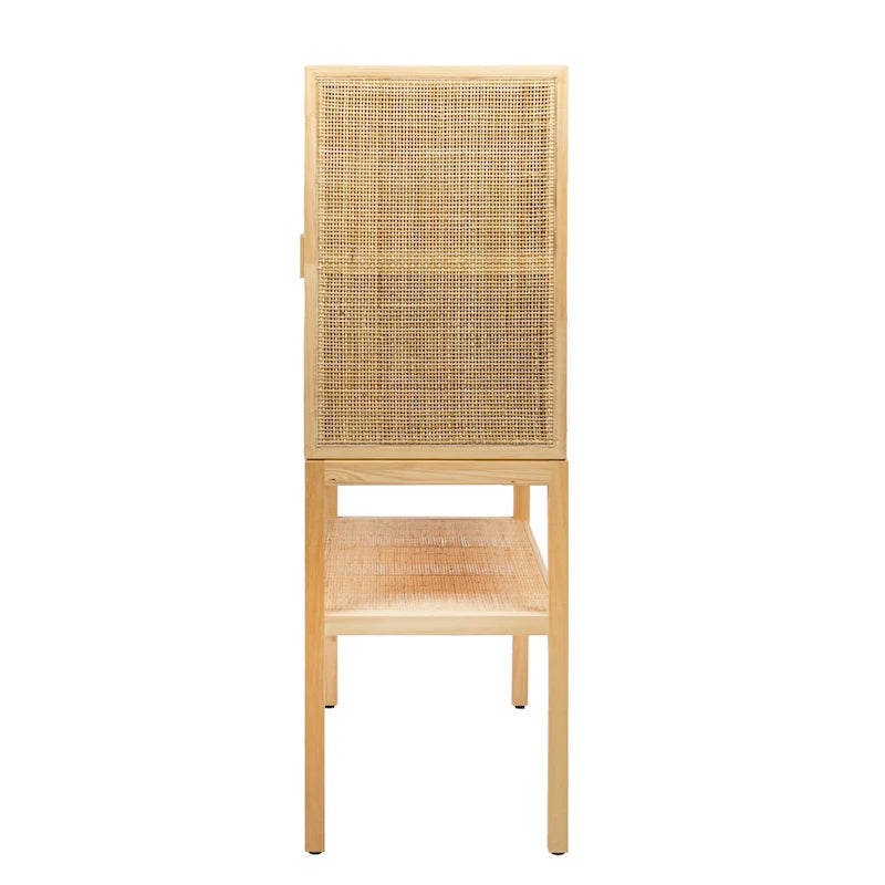Woven Rattan and Wood Cabinet with 2 Doors