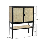 Woven Rattan and Wood Cabinet with 2 Doors