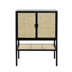 Woven Rattan and Wood Cabinet with 2 Doors