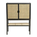 Woven Rattan and Wood Cabinet with 2 Doors