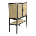 Woven Rattan and Wood Cabinet with 2 Doors