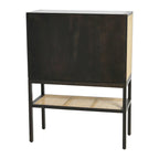 Woven Rattan and Wood Cabinet with 2 Doors