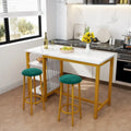 Grondin Modern Contemporary Faux Marble 3 Piece Bar Table Set with 2 Upholstered Stools and Extra Storage Shelves