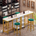 Grondin Modern Contemporary Faux Marble 3 Piece Bar Table Set with 2 Upholstered Stools and Extra Storage Shelves