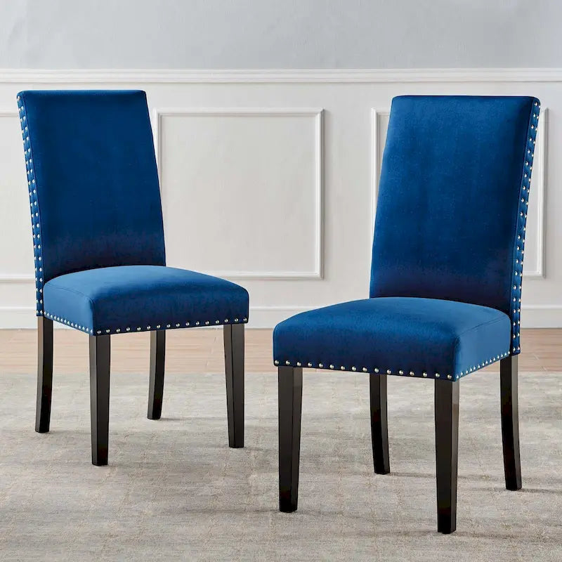 Silver Orchid Lind Velvet Nailhead Trim Dining Side Chairs (Set of 2)