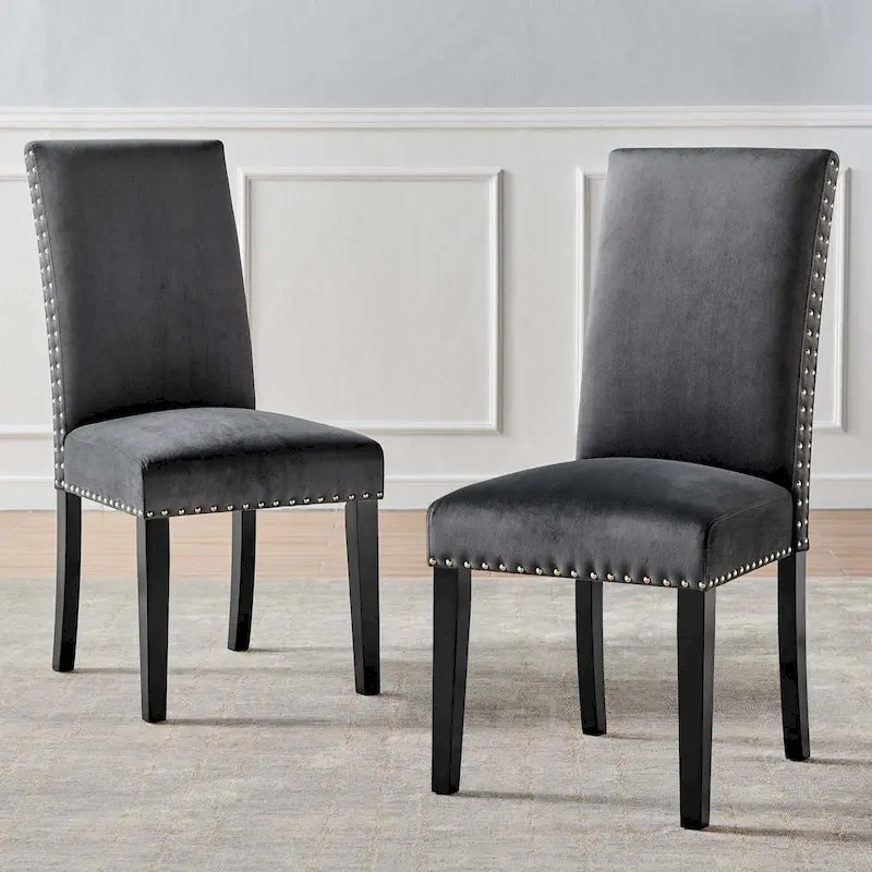 Silver Orchid Lind Velvet Nailhead Trim Dining Side Chairs (Set of 2)