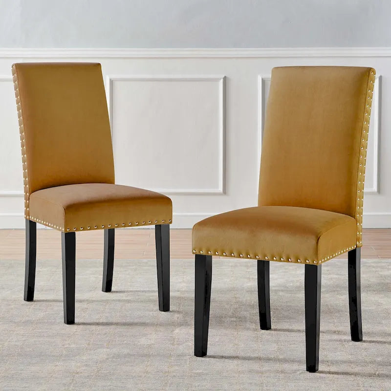 Silver Orchid Lind Velvet Nailhead Trim Dining Side Chairs (Set of 2)