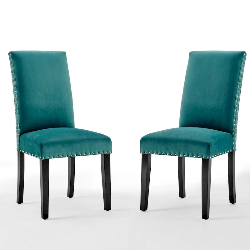 Silver Orchid Lind Velvet Nailhead Trim Dining Side Chairs (Set of 2)