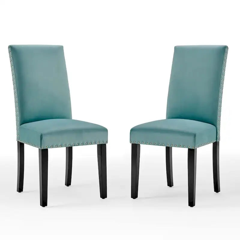 Silver Orchid Lind Velvet Nailhead Trim Dining Side Chairs (Set of 2)