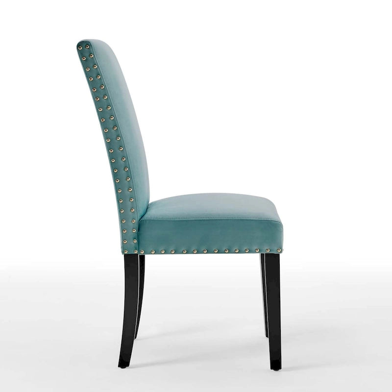 Silver Orchid Lind Velvet Nailhead Trim Dining Side Chairs (Set of 2)