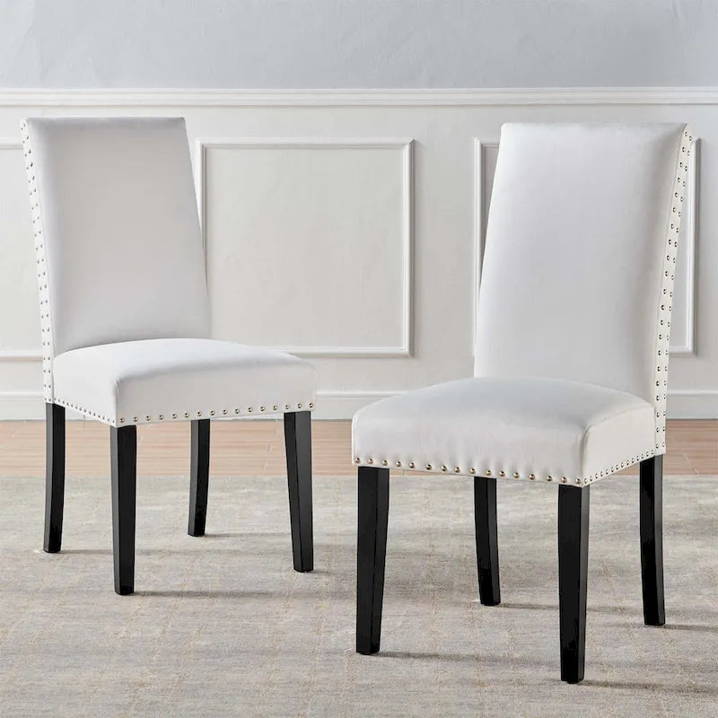 Silver Orchid Lind Velvet Nailhead Trim Dining Side Chairs (Set of 2)
