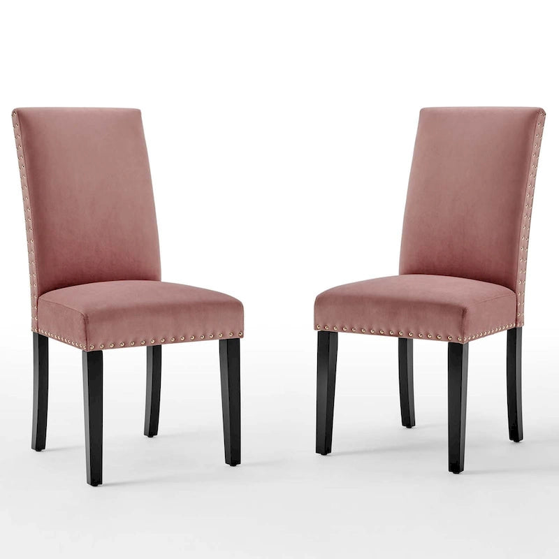 Silver Orchid Lind Velvet Nailhead Trim Dining Side Chairs (Set of 2)