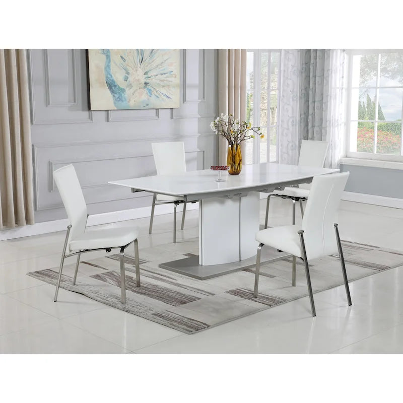 Somette Elektra Matte White 5-Piece Dining Set