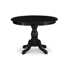 East West Furniture 3 Piece Dining Table Set Contains a Round Dining Table and 2 Linen Fabric Parson Chairs, (Finish Options)