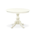 East West Furniture 3 Piece Dining Table Set Contains a Round Dining Table and 2 Linen Fabric Parson Chairs, (Finish Options)
