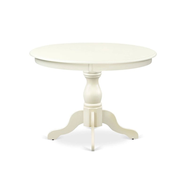 East West Furniture 3 Piece Dining Table Set Contains a Round Dining Table and 2 Linen Fabric Parson Chairs, (Finish Options)
