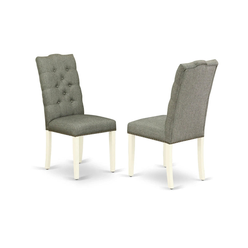 East West Furniture 3 Piece Dining Table Set Contains a Round Dining Table and 2 Linen Fabric Parson Chairs, (Finish Options)