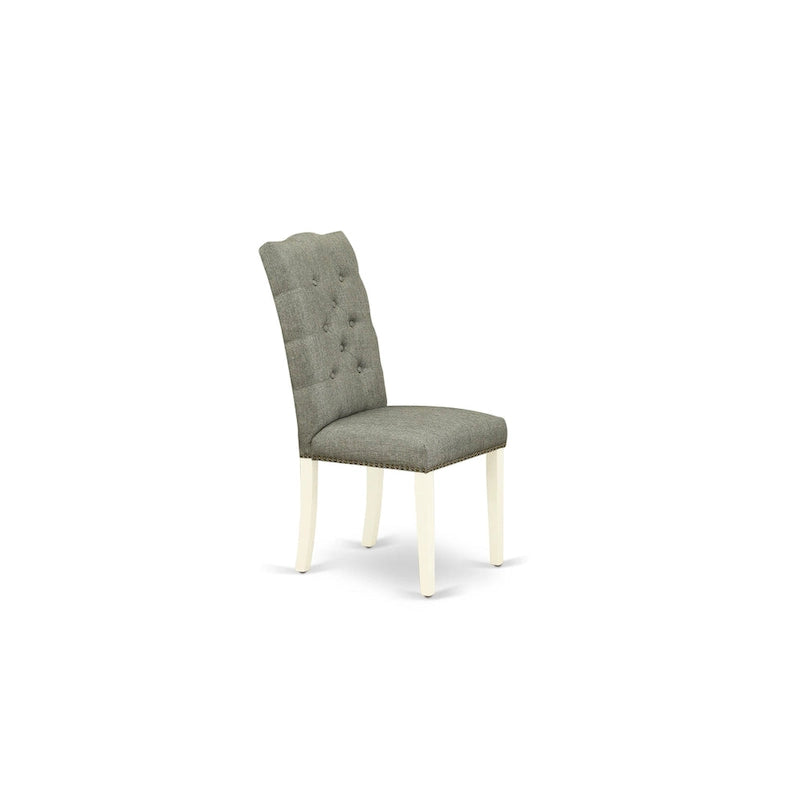 East West Furniture 3 Piece Dining Table Set Contains a Round Dining Table and 2 Linen Fabric Parson Chairs, (Finish Options)