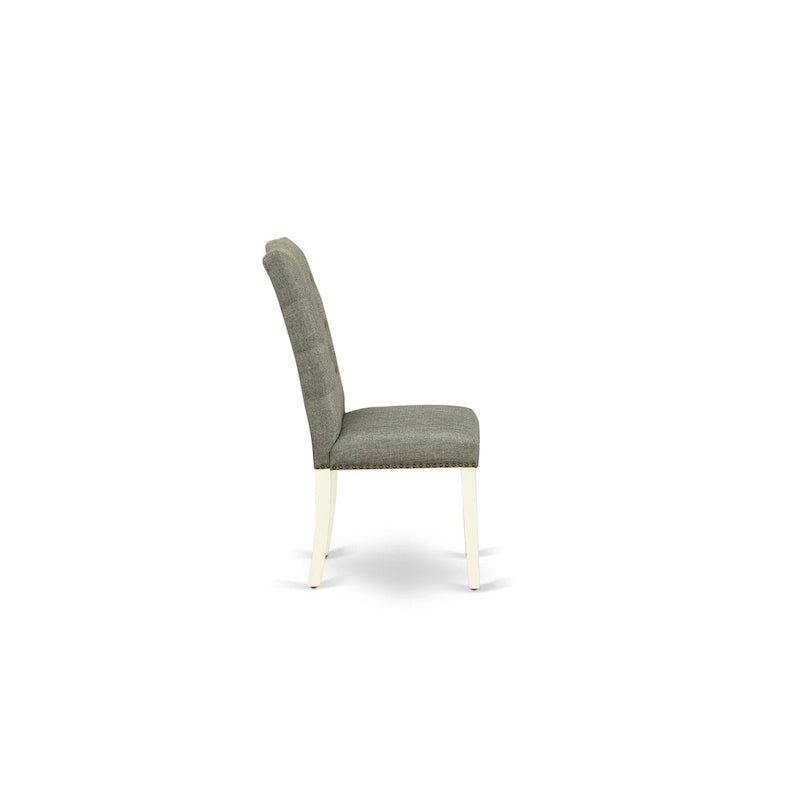 East West Furniture 3 Piece Dining Table Set Contains a Round Dining Table and 2 Linen Fabric Parson Chairs, (Finish Options)