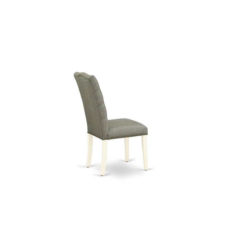 East West Furniture 3 Piece Dining Table Set Contains a Round Dining Table and 2 Linen Fabric Parson Chairs, (Finish Options)