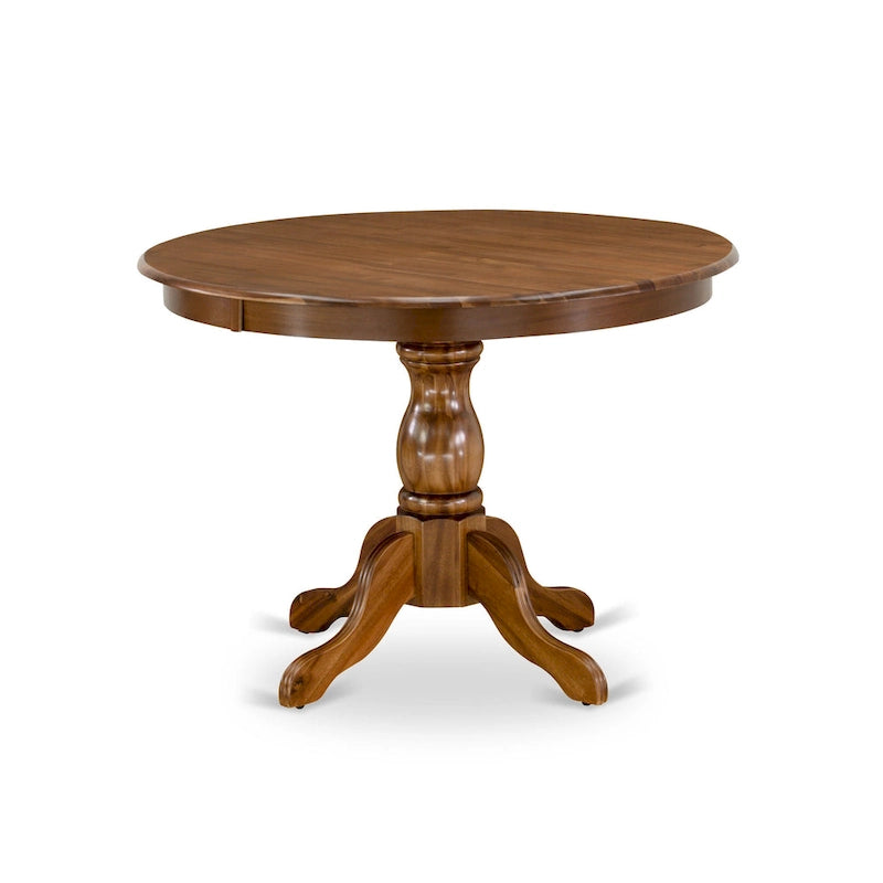 East West Furniture 3 Piece Dining Table Set Contains a Round Dining Table and 2 Linen Fabric Parson Chairs, (Finish Options)