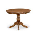 East West Furniture 3 Piece Dining Table Set Contains a Round Dining Table and 2 Linen Fabric Parson Chairs, (Finish Options)