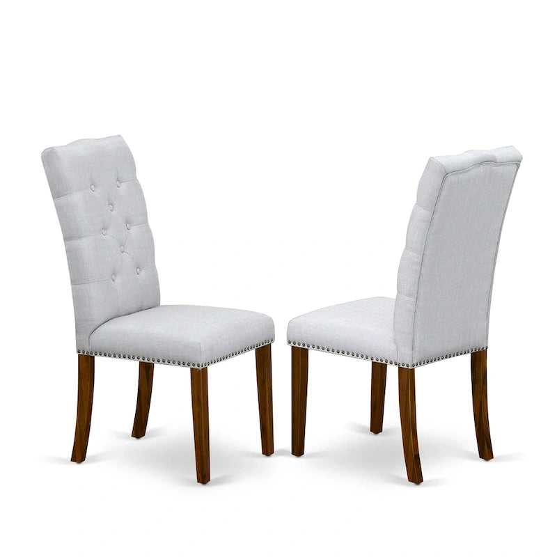 East West Furniture 3 Piece Dining Table Set Contains a Round Dining Table and 2 Linen Fabric Parson Chairs, (Finish Options)